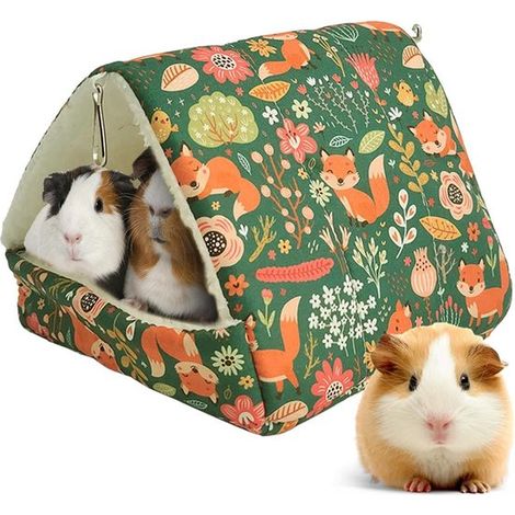 Großes grünes Vogelnest mit bunten Pompons (17 cm) – Weicher, warmer Schlafplatz für kleine Vögel und Nagetiere (1/4)