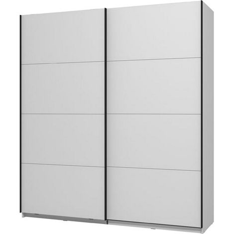 Guardaroba Grande Cariano, Armadio Camera da Letto 2 Ripiani, Appendiabiti, 2 Ante, 195x217.5h cm Bianco Opaco