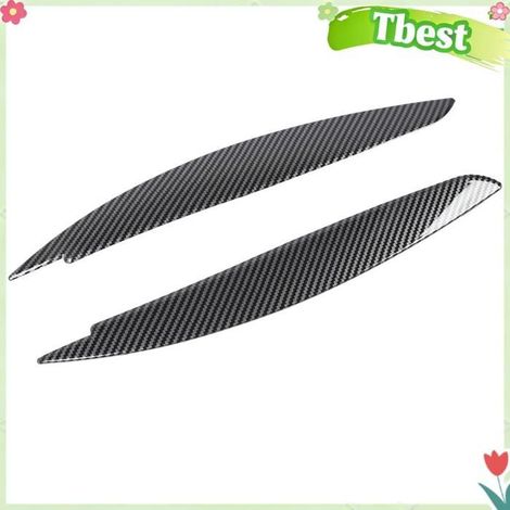 HURRISE SEAUX SEMBRE Glossy Black 2Pcs Headlight Eyebrow Front Light Eyelid Trim Cover For 1 Series moto kit Noir Fibre de carbone (1/5)