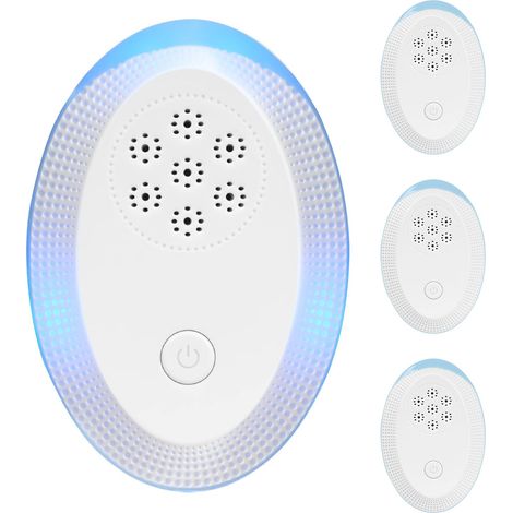 4pcs Répulsif Antiparasitaire à Ultrasons, Plug & Play Intérieur, Anti-Souris, Anti-Moustiques, Anti-Araignées, Anti-Cafards, San Danger pour Famille et Animaux Domestiques Couverture 80-120m²