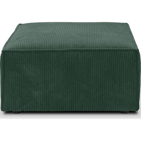 Pouf en velours côtelé vert forêt - Livia (1/4)