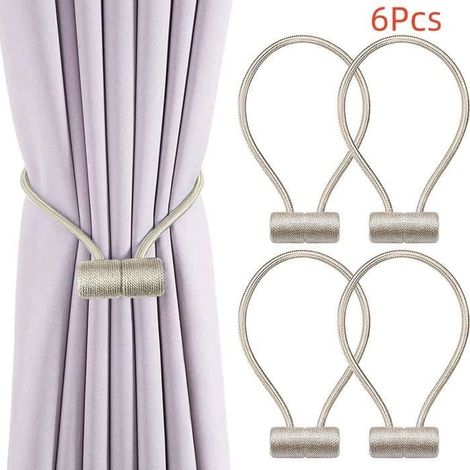 Lot De 6 Embrasses De Rideaux, Embrasses Rideau Aimantée Tressage Magnétiques Rideaux Boucle Pour Décoration De Bureau (1/4)