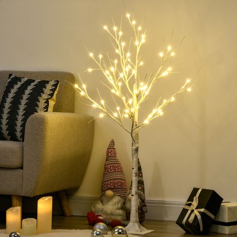 Sapin de Noël Blanc Compact en PP et Métal, 72 LED Lumineuses pour Intérieur et Extérieur, 17x17x120 cm (1/5)