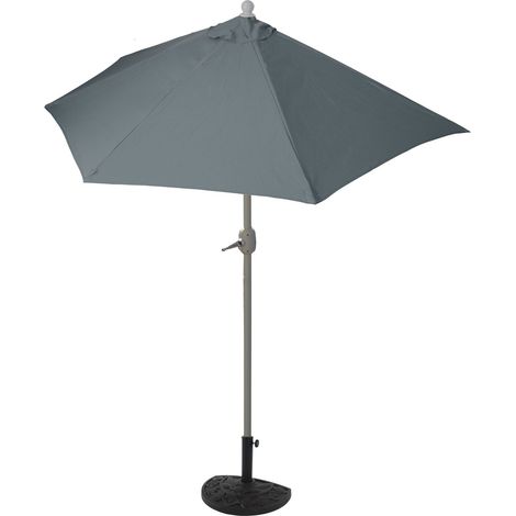 [JAMAIS UTILISÉ] Parasol Parla en alu, hémicycle, parasol de balcon UV 50+, 300cm anthracite avec pied (1/5)