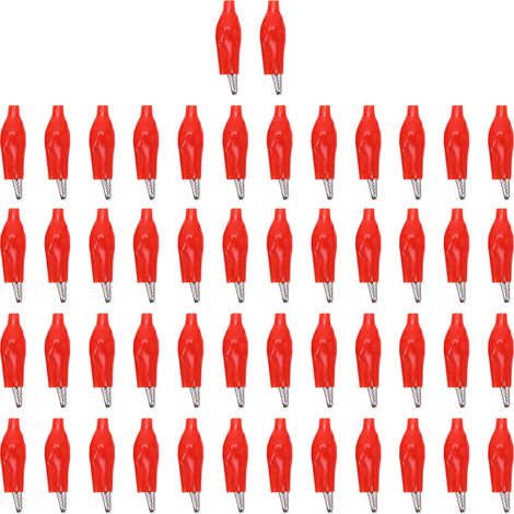 Lot de 50 pinces crocodile isolées PVC à manche unique pour tests électriques, bricolage auto et soudure rouge (1/5)