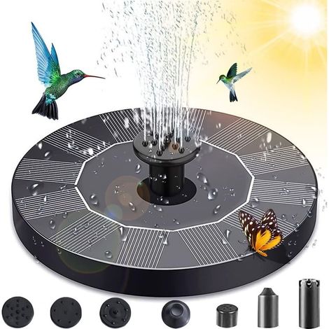 Pompe Fontaine Solaire - 1 Unité - Silicium Monocristallin - 7 Jets - étang Jardin - 1,4 W (1/5)