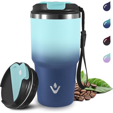 20oz Mug Isotherme, Anti-Fuite Tumbler, Double Paroi Isolante Acier Inoxydable, Tasse Isotherme avec Couvercle à Vis, Gobelet Thermique pour Boissons Chaudes et Glacé (1/5)