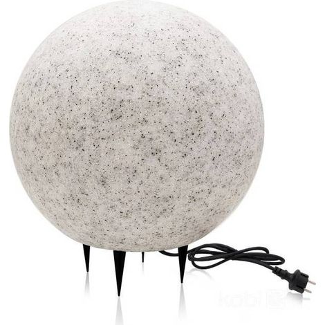 Boule lumineuse jardin effet marbre Ø38 IP65 E27 grise Kobi (1/5)