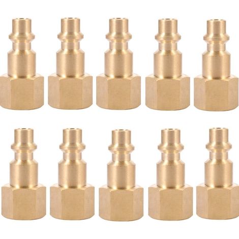 Messing 1/4 Zoll NPT Innengewinde, Luftschlauch-Schnellverbindungsadapter, Luftkupplung und Steckdosen-Set, 10-teiliges Luftkompressor-Set (NPT-Innengewinde) (1/5)