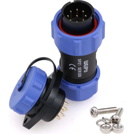 SP21 9 Pin High Voltage Circular Connector Kit Heavy Bulkhead 5A Plastic Waterproof Quick Connect 18AWG Wire (1/5)