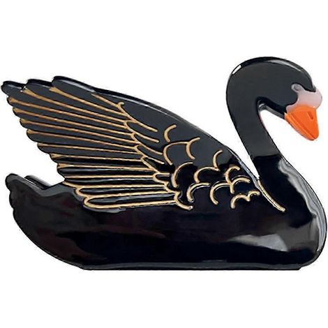 Pince à cheveux en forme de cygne, en acétate, matériau acide, grande barrette en forme d'animal, dents antidérapantes, arrière de la tête-Black (1/5)