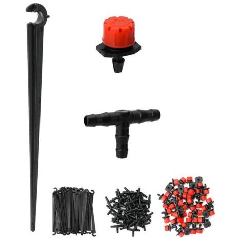 FENOPLASTICA150PCS Kit de Système D'irrigation de Jardin ,kit arrosage automatique, arroseurs goutteurs + tuyaux en T + piquets de support de tuyau (1/4)