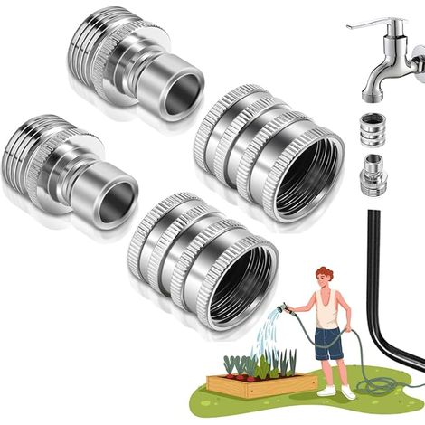 Schnellkupplungsset für Gartenschläuche aus Edelstahl, 1,91 cm, GHT 3/4-Zoll-Anschluss, robuste Schnellkupplung für Sprühgeräte, 3-teilig (1/5)
