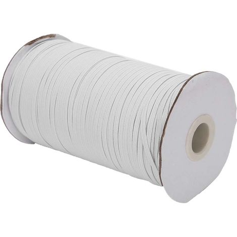 200 yards/rouleau de cordon élastique plat en caoutchouc pour visière de protection, vêtements, manchette, élastique blanc (1/5)