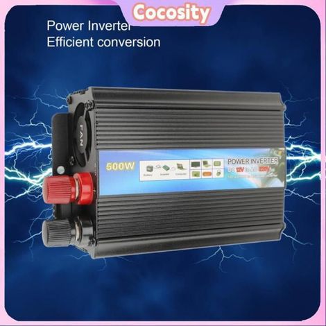 Onduleur 500W - Convertisseur Courant Continu 12V en Alternatif 220V - Onde Sinusoïdale Modifiée - Pour Voiture Bateau Camping - 1 Pièce (1/4)