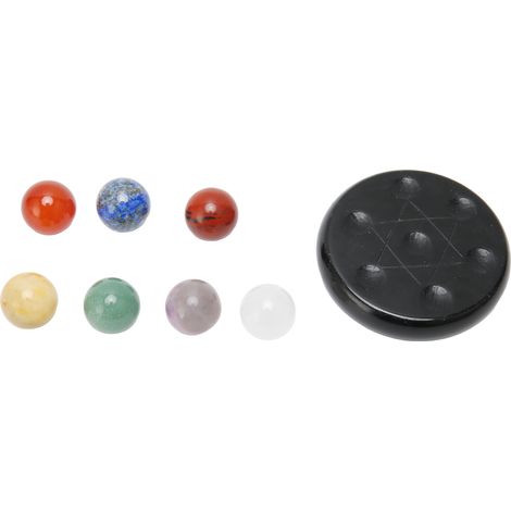 Lot de 7 pierres de chakra avec support en obsidienne, cristaux de guérison pour débutants et professionnels (1/5)