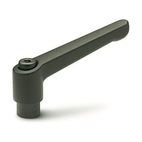 Ganter Normelemente  Levier de serrage reglable avec douille filetee GN 300  Douille en acier bruni  Poignee en zinc moule sous pression noire, revetement plastique, noir, GN 300-108-M14-SW (1/2)