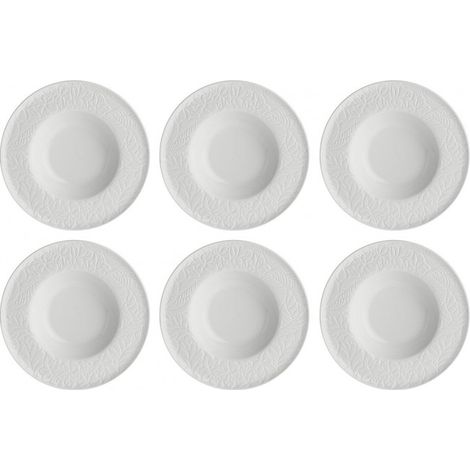 LA PORCELLANA BIANCA Lot de 6 assiettes creuses Bosco 23 cm - Assiettes blanches et élégantes