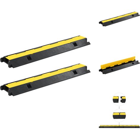 vidaXL Cable Protector Ramps 2 pcs 1 Channel Rubber 100 cm