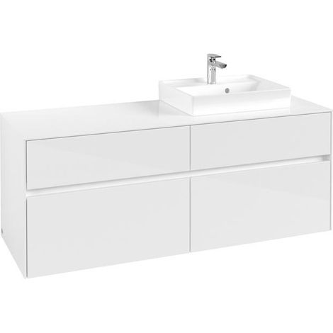 VB Lavabo US Collaro 1400x548x500mm 4 Éviers Lavabo en Blanc Brillant