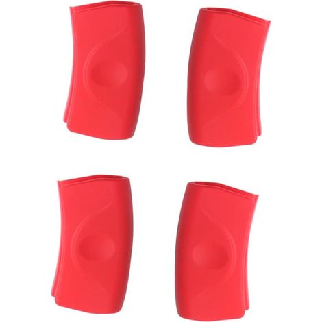 4 pièces couvre-casserole en silicone, résistants à la chaleur, outils de cuisine rouge. (1/5)
