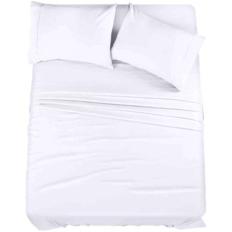 Ensemble de literie en maille 100% coton, trois pièces, doux et respirant, poches profondes, 145 g/m², blanc (1/5)