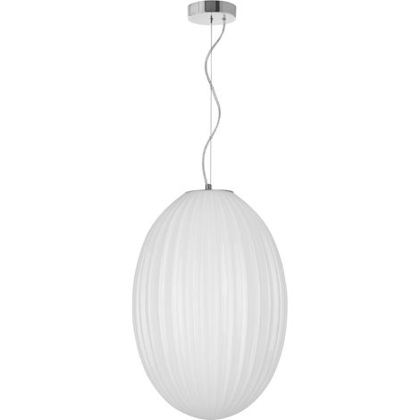 Merano Ferryland Globe Suspension Plafonnier Métal Chromé Verre Opale LED E27