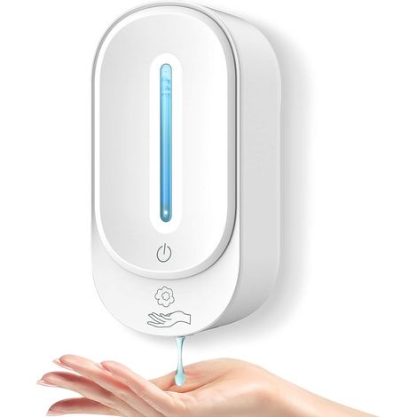 Dispenser automatico di sapone, dispenser a parete da 350 ml, dispenser di gel senza contatto con sensore a infrarossi (bianco) (1/5)