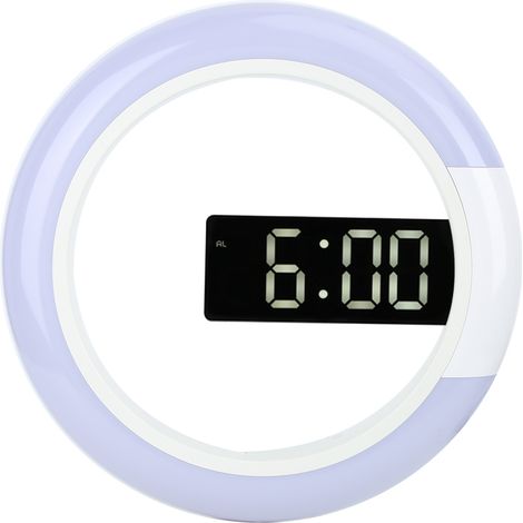 Horloge murale LED moderne et innovante avec alarme, affichage de la température et fonction lumineuse (blanche) (1/5)