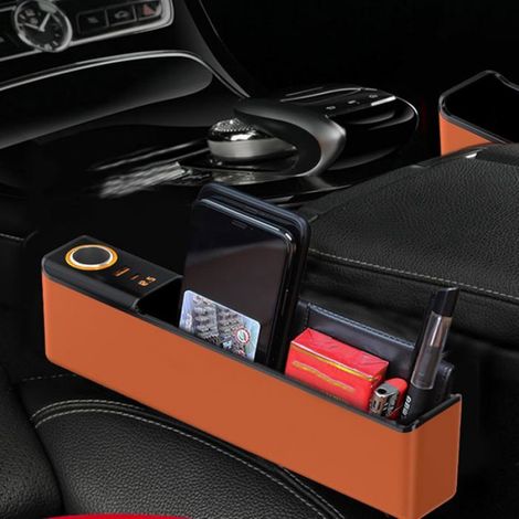 Blocage Vide Siège Voiture avec Port USB - Organisateur Rangement Lunettes Téléphone Clés Cartes Blanc (1/5)