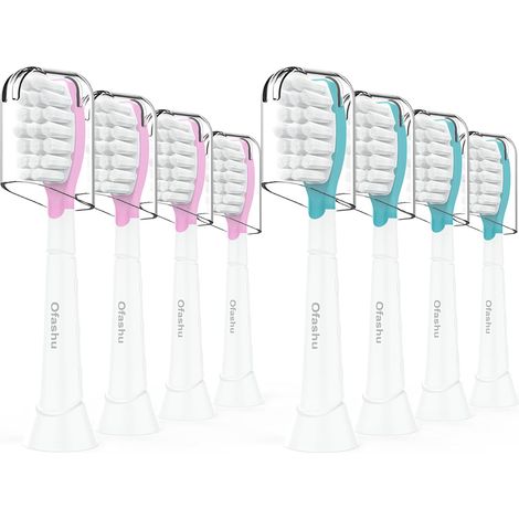 Têtes de Brosse à Dents pour Enfant Compatible avec Sonicare Électrique, Kids Brossette pour les enfants de 7 ans, Rose/Vert, 8 Pièces (1/5)