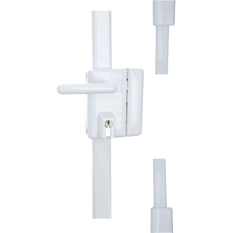 Serrure en applique multipoints verticale à poignée, série 8800, Tirant Droite, 3 points de fermeture, 4 clés incluses, Blanc