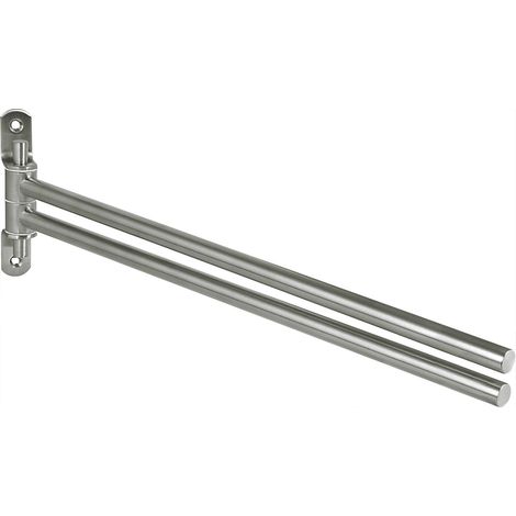 Technik-Team Handtuchhalter 2 armig schwenkbar Bulon - Handtuch Halter für die Wand - Handtuchhalterung, Edelstahl gebürstet (1/2)