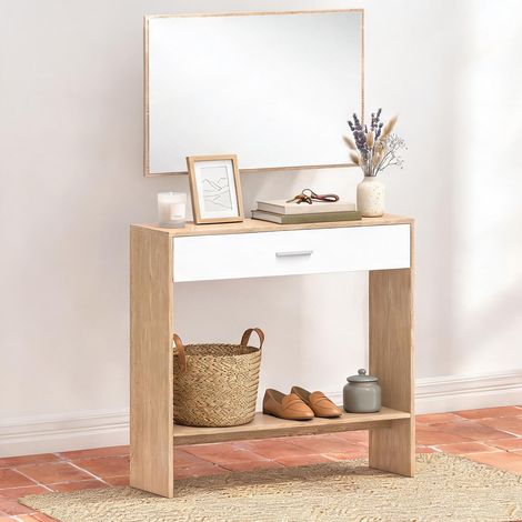 SunJet Console, table console, avec miroir 91,5 cm, tiroir et étagère - Réf. KD2IQ1JEICTW (1/5)