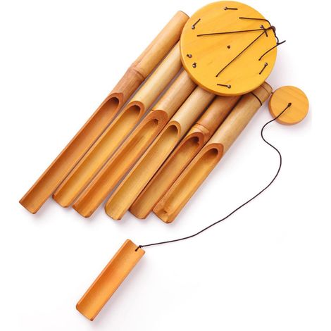 Carillon À Vent - Bambou Naturel - 81,3 Cm - Pour Jardin Terrasse Intérieur Extérieur - 6 Tubes (1/5)