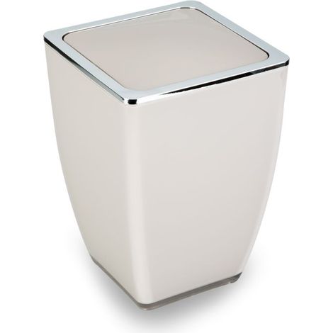 TrendLine Kosmetikeimer Cube 5l Beige Mülleimer Schwingdeckeleimer Badeimer