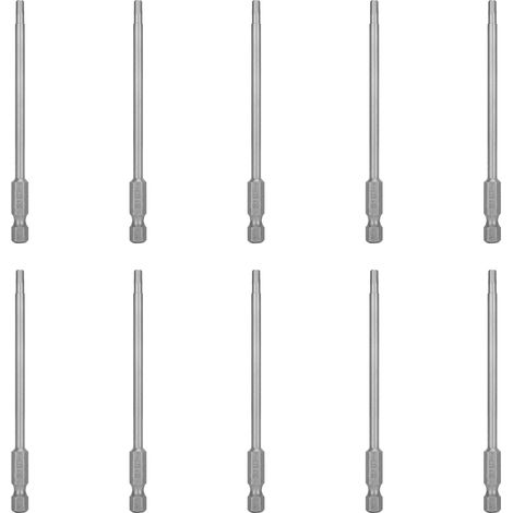 Lot de 10 embouts de tournevis électrique 3mm hexagonale aimantée robuste en acier trempé S1/4 100mm outillage manuel (1/5)