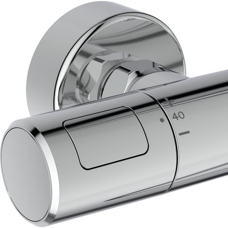 Ideal Standard Ceratherm T25 - Duschset mit Badewannenthermostat, Durchmesser 25 cm, 2 Strahlarten, Chrom A8480AA (1/2)