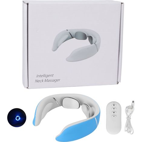Elektrisches Nackenmassagegerät mit 6 Modi und 16 Intensitätsstufen, Sprachsteuerung, intelligentes Entspannungsgerät, Blau (1/5)