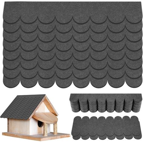 32pcs Bardeau Bitume Toiture, Mini Bardeaux De Toit Auto-Adhésifs, Feutre De Toiture Autocollant pour La Fabrication de ModèLes, Toit d'alimentation d'oiseaux, HôTel D'Insectes, Maison de Lapin (1/5)
