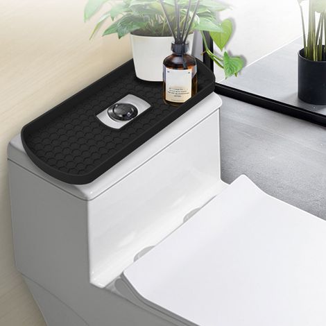 Ablageschale für die Toilette, multifunktionaler Wasserhahnhalter, schwarze Abtropfschale, großes Fassungsvermögen, rutschfester, erhöhter Rand, leicht zu reinigen. (1/4)