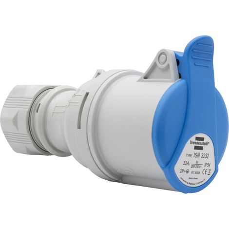 Prise électrique CEE à 3 pôles pour usage extérieur, prise CEE 230 V/32 A avec couvercle, connexion vissable, utilisation en extérieur, camping, camping-car, chantiers navals, IP44, 32 A (1/5)