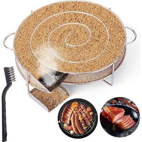 Générateur de Fumée Froide,pour Fumoir Fumage Viande Poisson avec Brosse Nettoyage Grille Barbecue,peut produire des heures de (1/4)