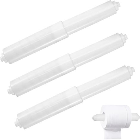 Lot de 3 porte-rouleaux de papier toilette en plastique - Rouleau de rechange en plastique - Porte-rouleau de papier toilette à ressort - Sans perçage (1/5)