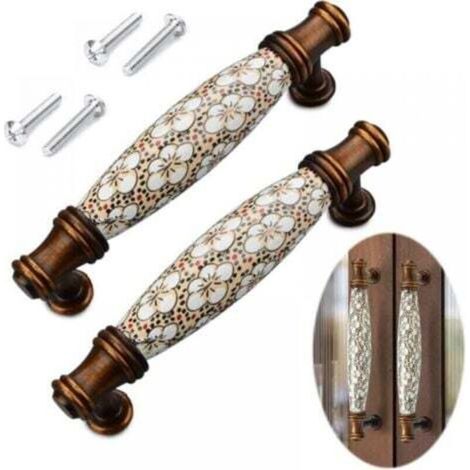 maniglie per cassetti con viti, interasse fori 96 mm, maniglie per mobili in ceramica vintage, maniglie per cassetti in ceramica, lega di zinco