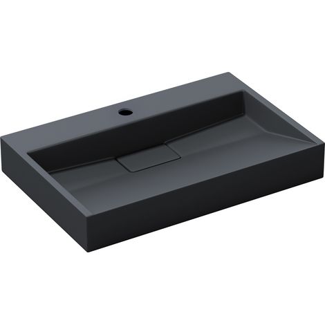 doporro® Lavabo sobre encimera Colossum19 lavabo suspendido antracita mate de diseño de 70 cm de ancho incluye válvula de desagüe 1 orificio para grifo