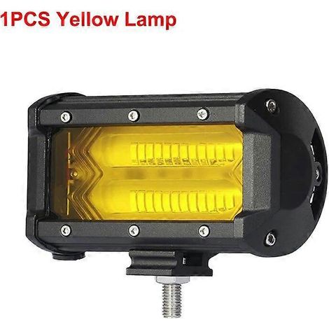 Barre lumineuse LED blanche et jaune ANMINGPU 5 pouces 12 V/24 V 72 W, faisceau concentré, pour Jeep, camion, 4x4, quad, voiture, antibrouillard, 1 pièce, jaune C (1/5)