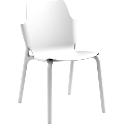 Silla de Exterior Moderna Rebecca Mobili Almar 83x56x47 cm Polipropileno Blanco Hielo Set de 2