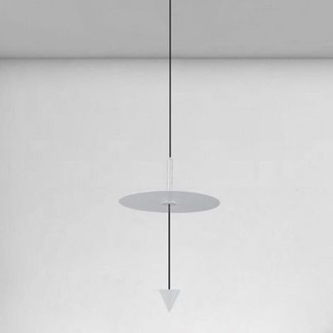 TRADE SHOP - Lampadario A Sospensione Lampada 12w Luce Led 6500k Disco ø23cm Cono Bianco 32989 - (1/4)