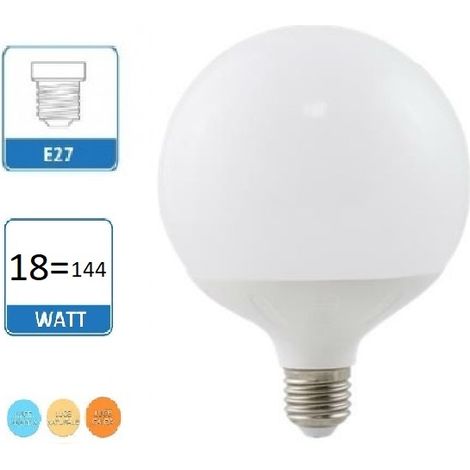 Lampadina led globo E27 18w palla sfera opaco luce bianca fredda calda naturale Calda 2700k (1/2)